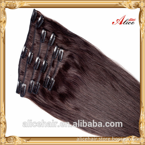 Cheap grade 7a double drawn full head clip hair extension 100% human hair